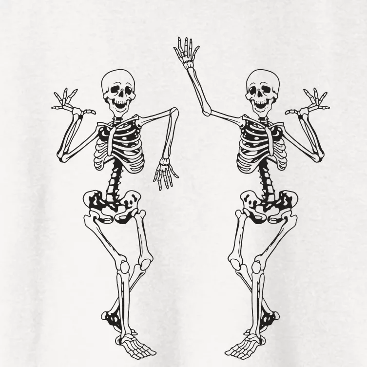 Alt Aesthetic Skeleton Dancing Dark Goth Halloween Skeletons Women's Crop Top Tee