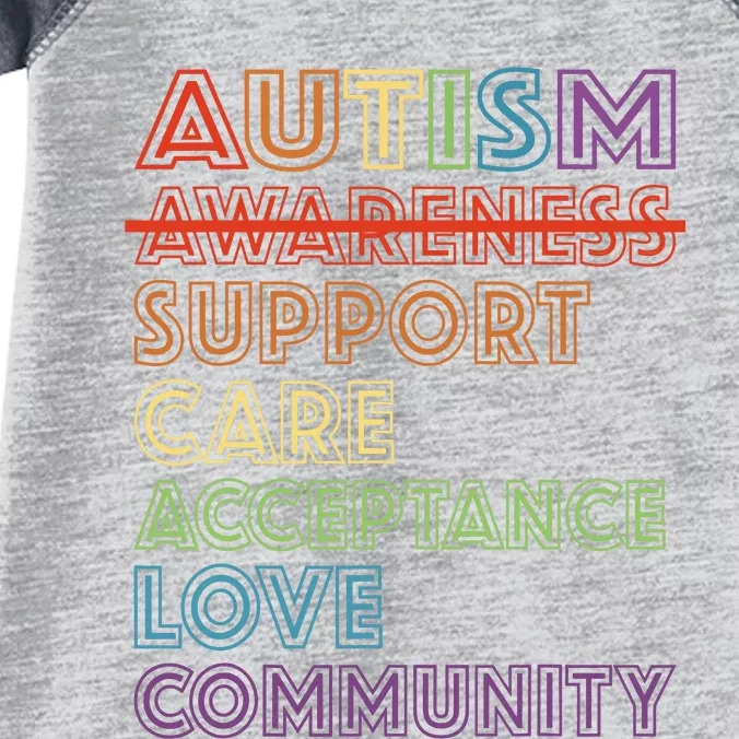 Autism Awareness Support Care Acceptance Accept Understand Infant Baby Jersey Bodysuit