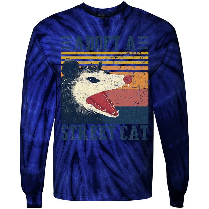 Adopt A Street Cat Funny Opossum Vintage Tie-Dye Long Sleeve Shirt