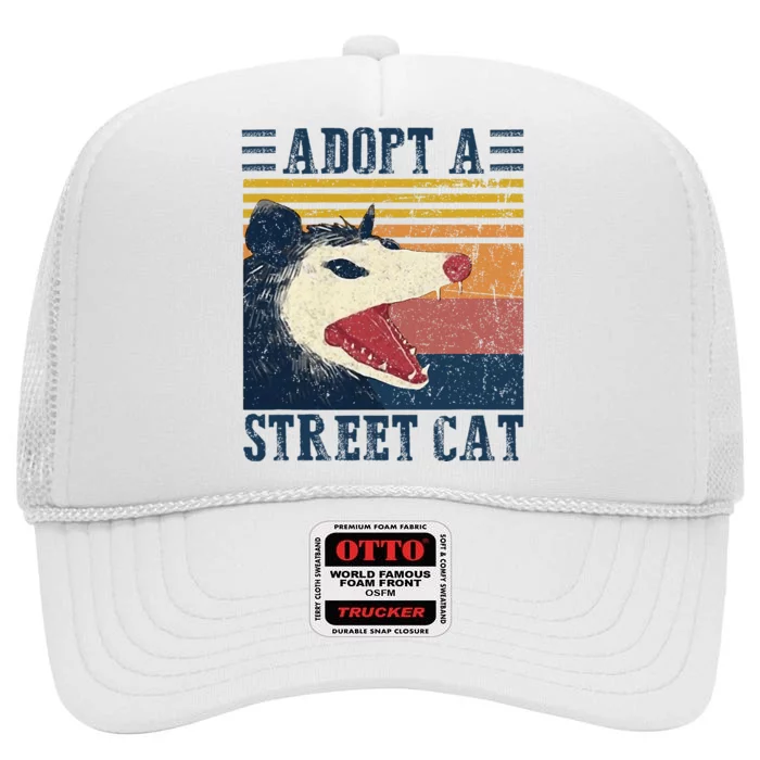 Adopt A Street Cat Funny Opossum Vintage High Crown Mesh Trucker Hat