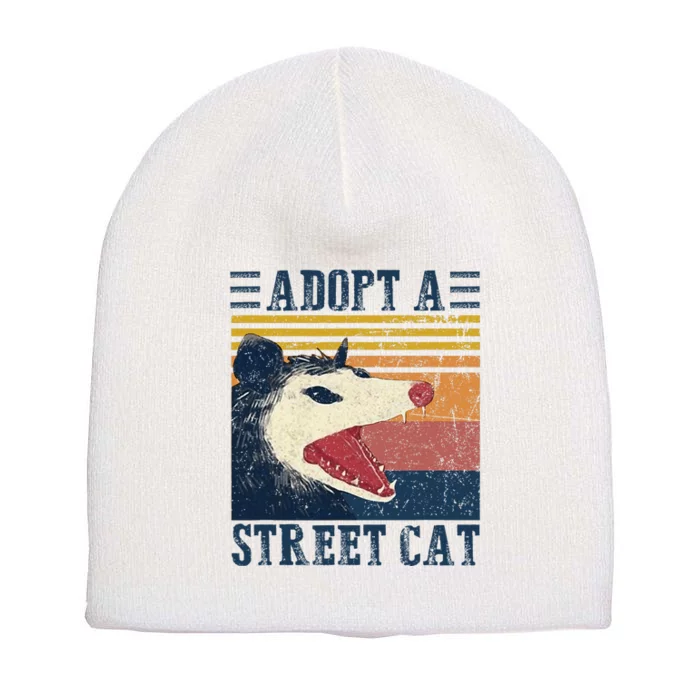 Adopt A Street Cat Funny Opossum Vintage Short Acrylic Beanie