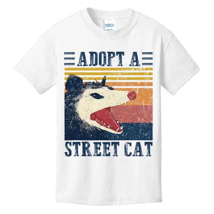 Adopt A Street Cat Funny Opossum Vintage Kids T-Shirt