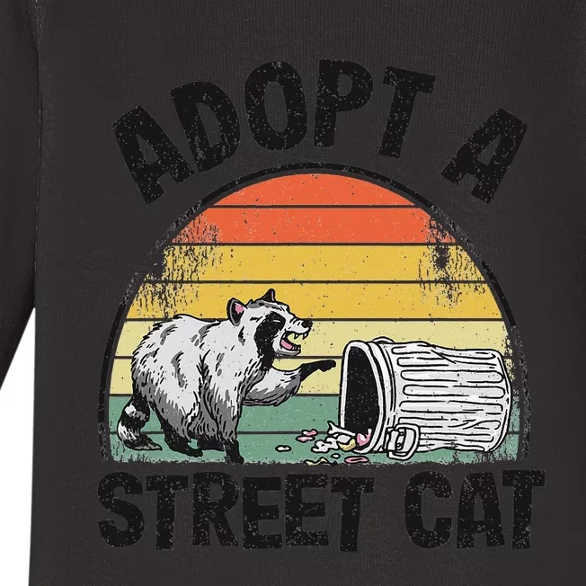 Adopt A Street Cat Funny Raccoon Baby Long Sleeve Bodysuit