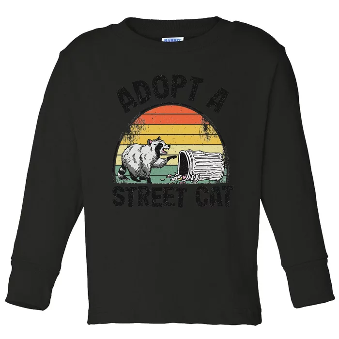 Adopt A Street Cat Funny Raccoon Toddler Long Sleeve Shirt