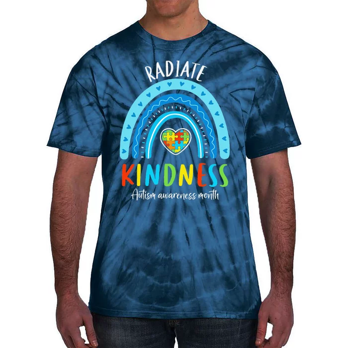 Autism Awareness Special Ed Teacher Radiate Kindness Rainbow Tie-Dye T-Shirt