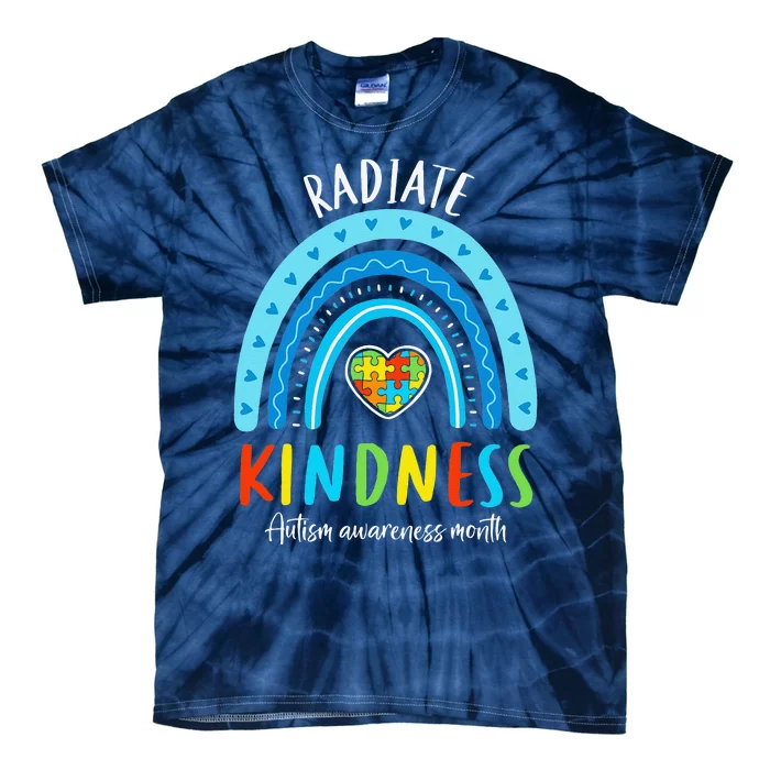 Autism Awareness Special Ed Teacher Radiate Kindness Rainbow Tie-Dye T-Shirt