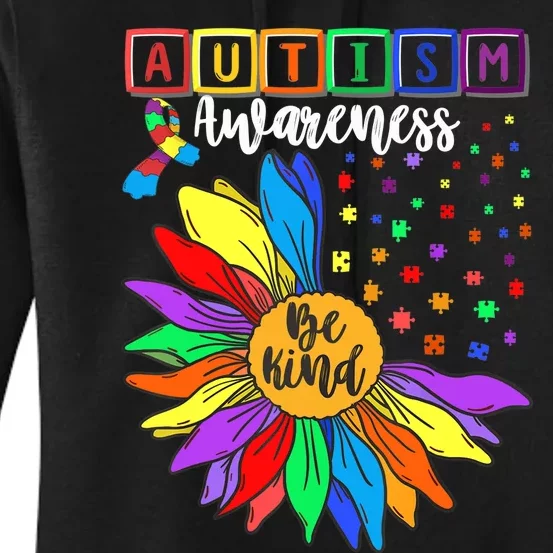 Autism Awareness Sunflower Choose Kindness Autism Mom Women's Pullover Hoodie