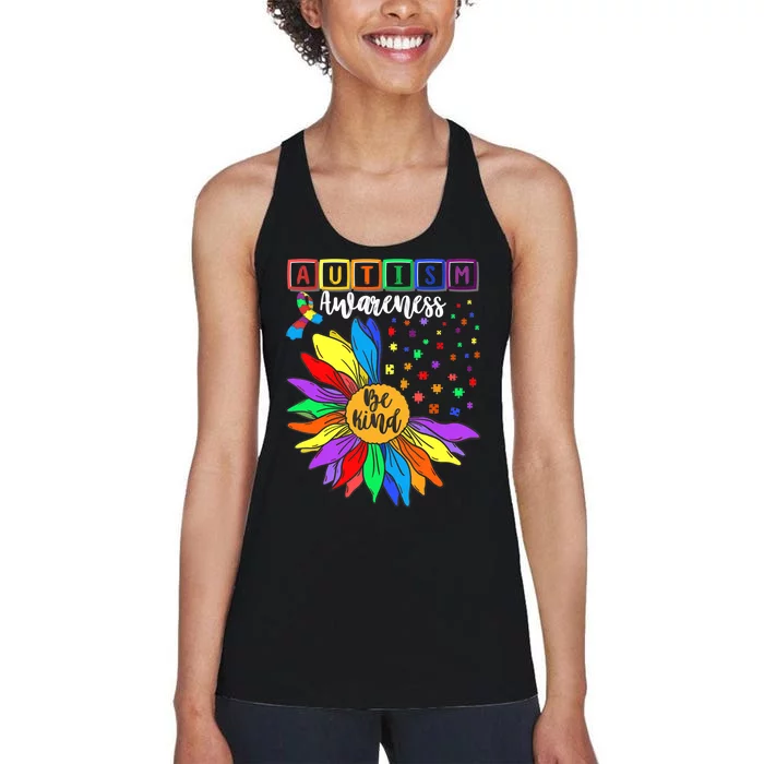 Autism Awareness Sunflower Choose Kindness Autism Mom Women's Racerback Tank