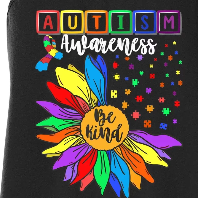 Autism Awareness Sunflower Choose Kindness Autism Mom Women's Racerback Tank