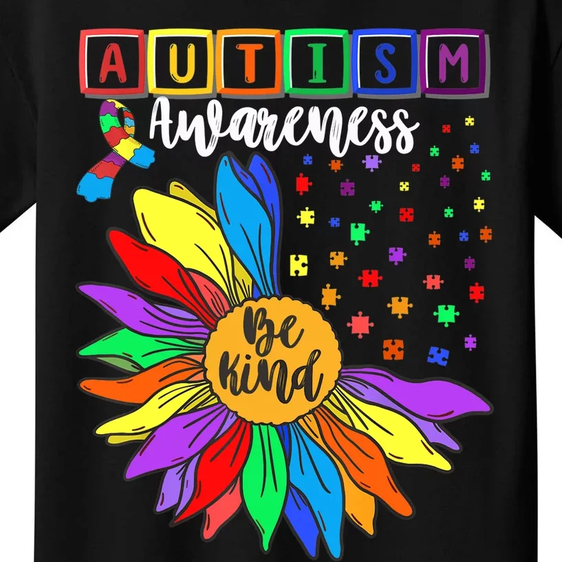 Autism Awareness Sunflower Choose Kindness Autism Mom Kids T-Shirt