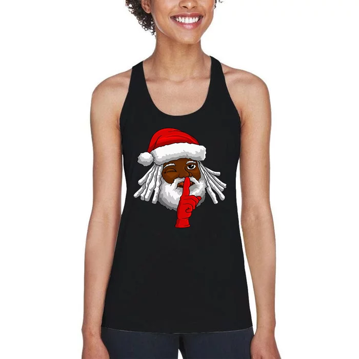 African American Santa Claus Christmas Party Decor Women's Racerback Tank