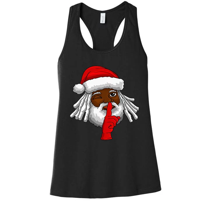 African American Santa Claus Christmas Party Decor Women's Racerback Tank