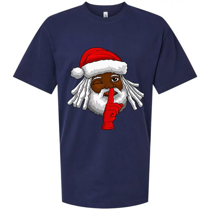 African American Santa Claus Christmas Party Decor Sueded Cloud Jersey T-Shirt