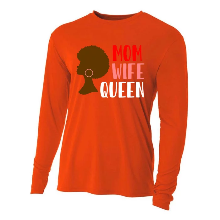 African American Strong Afro Mom Wife Queen Mothers Day Gift Cooling Performance Long Sleeve Crew