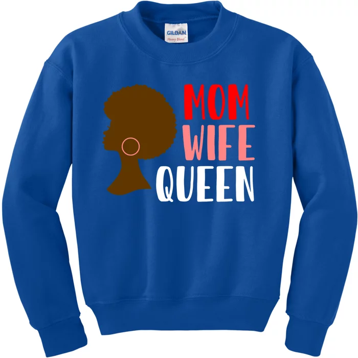 African American Strong Afro Mom Wife Queen Mothers Day Gift Kids Sweatshirt