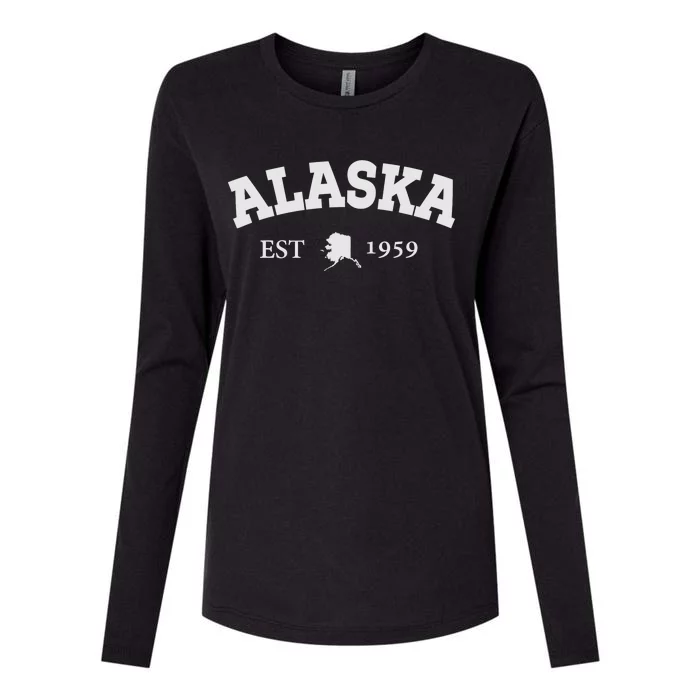 Awesome Alaska Shirt Alaska Est Map 1959 Sports Womens Cotton Relaxed Long Sleeve T-Shirt