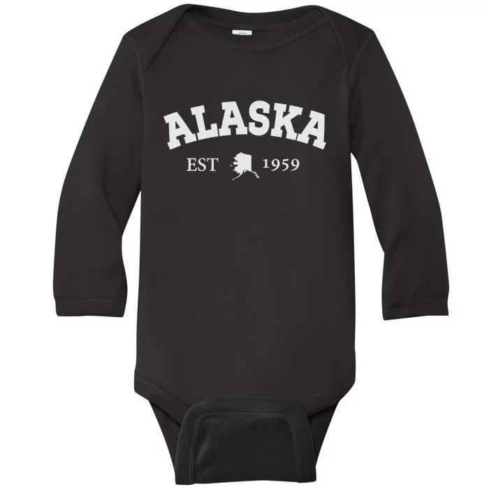 Awesome Alaska Shirt Alaska Est Map 1959 Sports Baby Long Sleeve Bodysuit