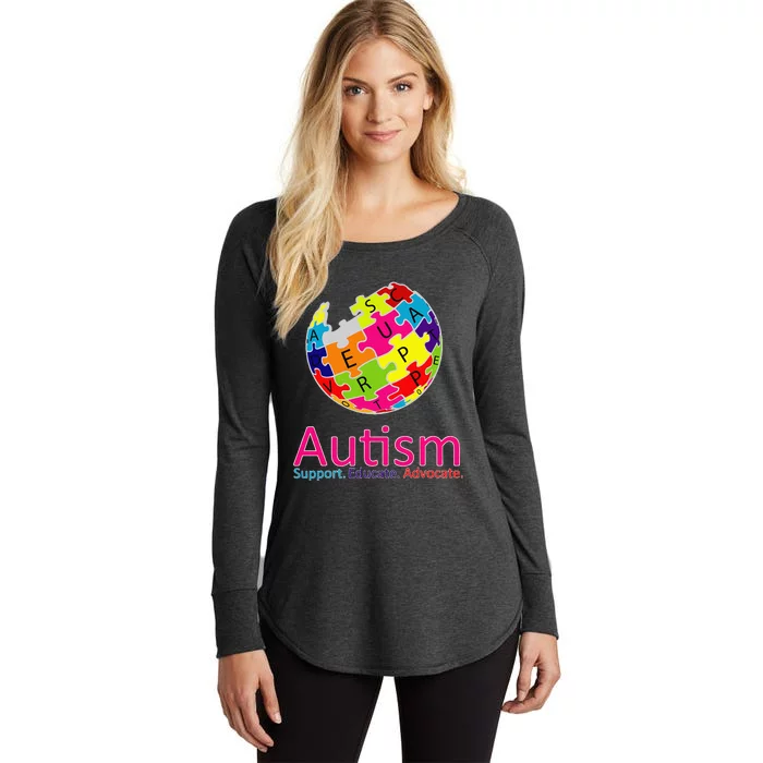 Autism Awareness Support Educate Advocate Puzzle Women's Perfect Tri Tunic Long Sleeve Shirt