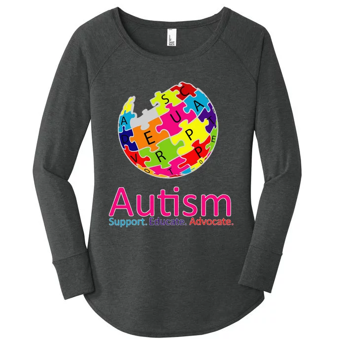 Autism Awareness Support Educate Advocate Puzzle Women's Perfect Tri Tunic Long Sleeve Shirt