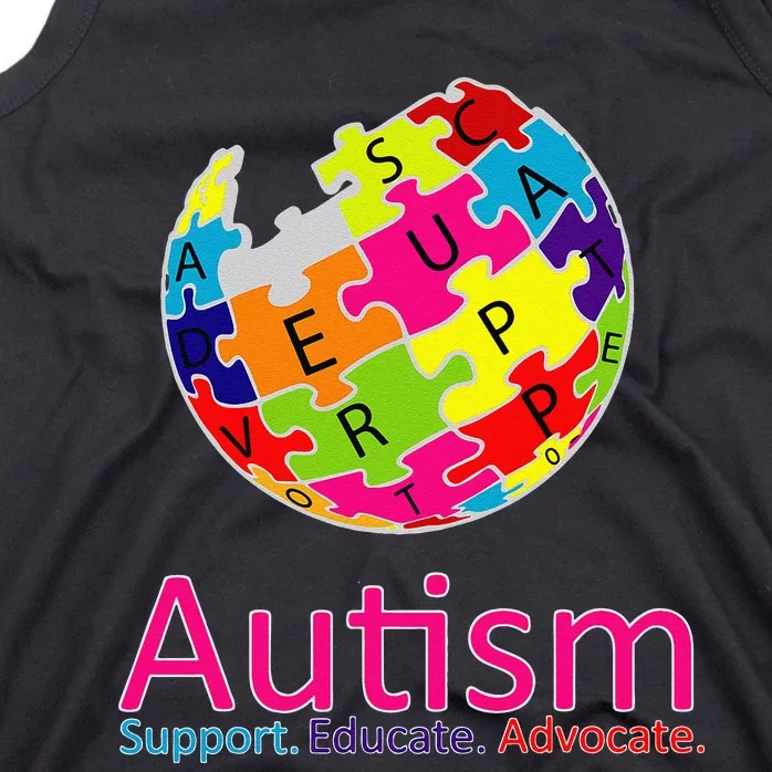 Autism Awareness Support Educate Advocate Puzzle Tank Top