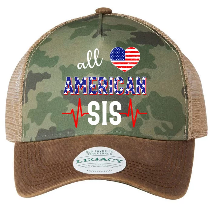 All American Sis 4th Of July Sister Gift Legacy Tie Dye Trucker Hat