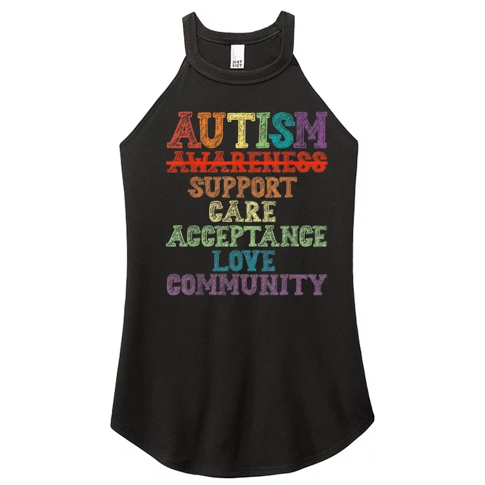 Autism Awareness Support Care Acceptance Inspire Design Tee Women’s Perfect Tri Rocker Tank