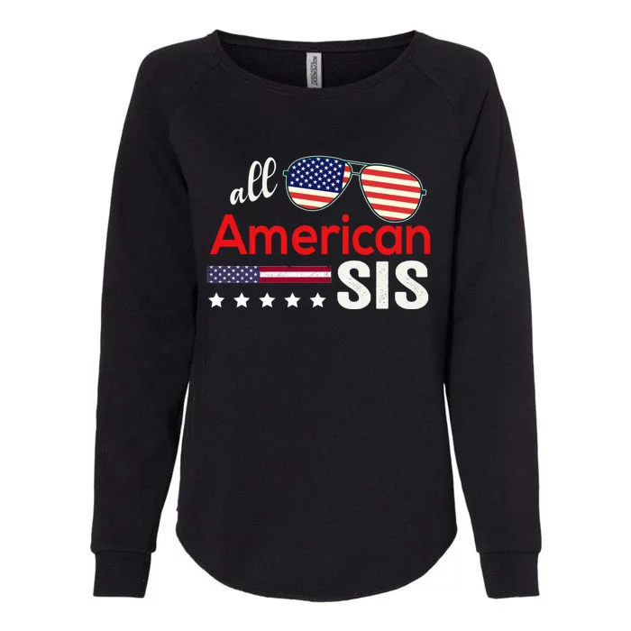 All American Sis 4th Of July American Flag Sister Gift Womens California Wash Sweatshirt