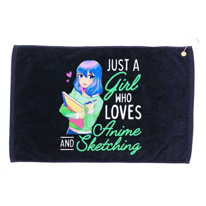 Anime And Sketching Just A Girl Who Loves Anime Drawing Grommeted Golf Towel