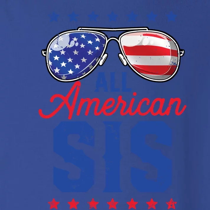 All American Sis 4th Of July Usa Sunglasses Family Matching Gift Toddler Long Sleeve Shirt