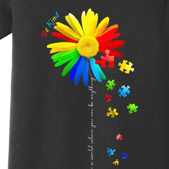 Autism Awareness Sunflower Be Kind Puzzle Mom Baby Bodysuit