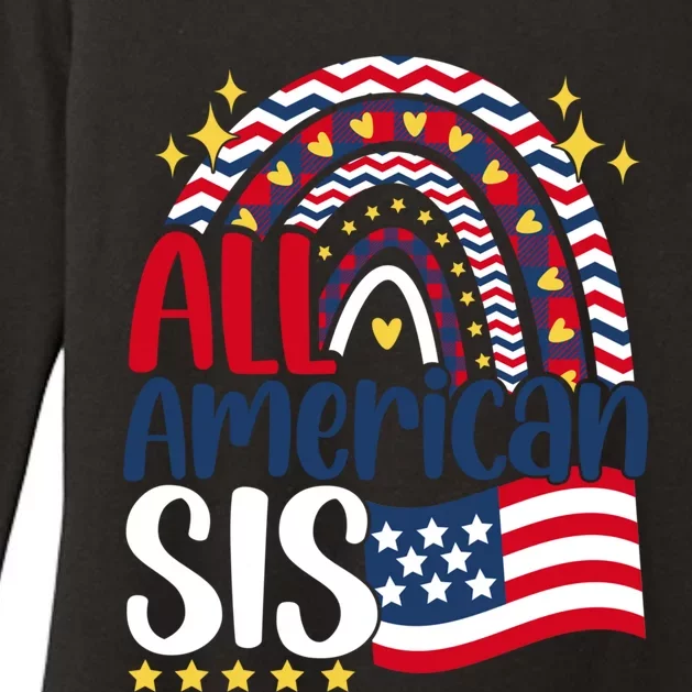 All American Sis 4th Of July Day Usa Flag For Sister Rainbow Great Gift Womens CVC Long Sleeve Shirt