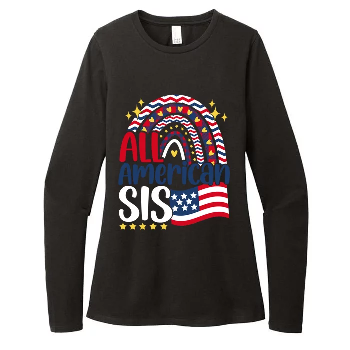 All American Sis 4th Of July Day Usa Flag For Sister Rainbow Great Gift Womens CVC Long Sleeve Shirt