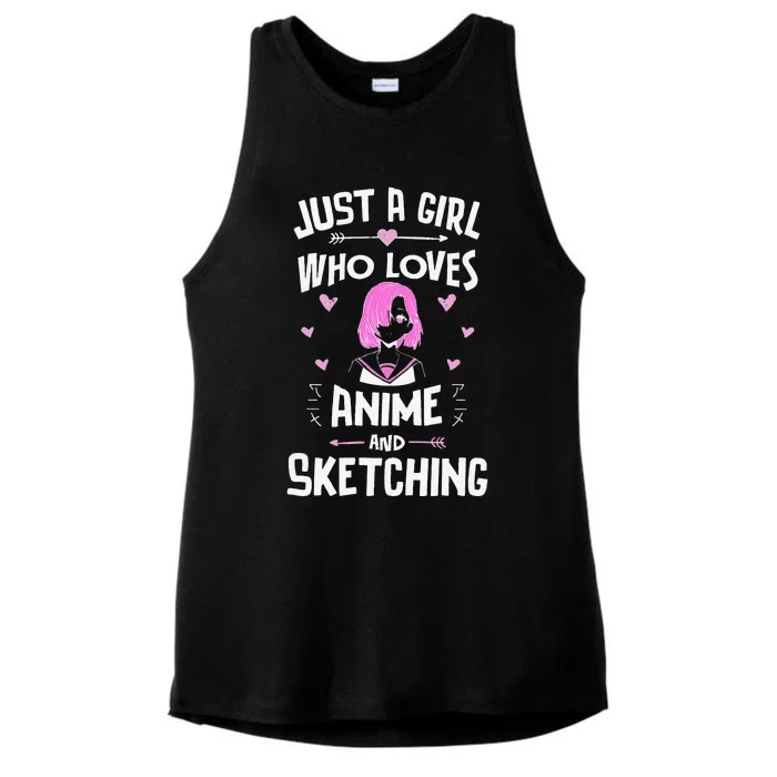 Anime And Sketching, Just A  Who Loves Anime Ladies Tri-Blend Wicking Tank