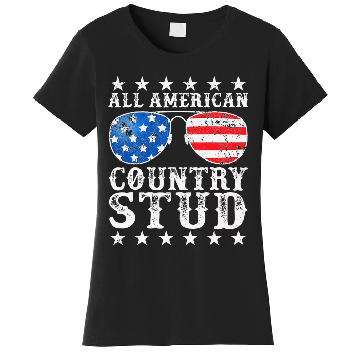 All American Stud Country 4th of July USA Flag Gift Women's T-Shirt