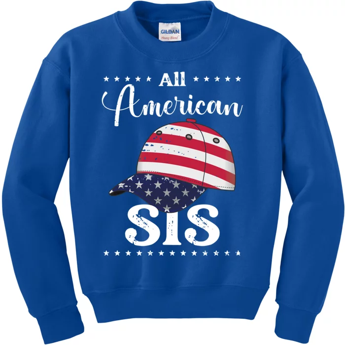 All American Sis Cap July 4 Gift Kids Sweatshirt