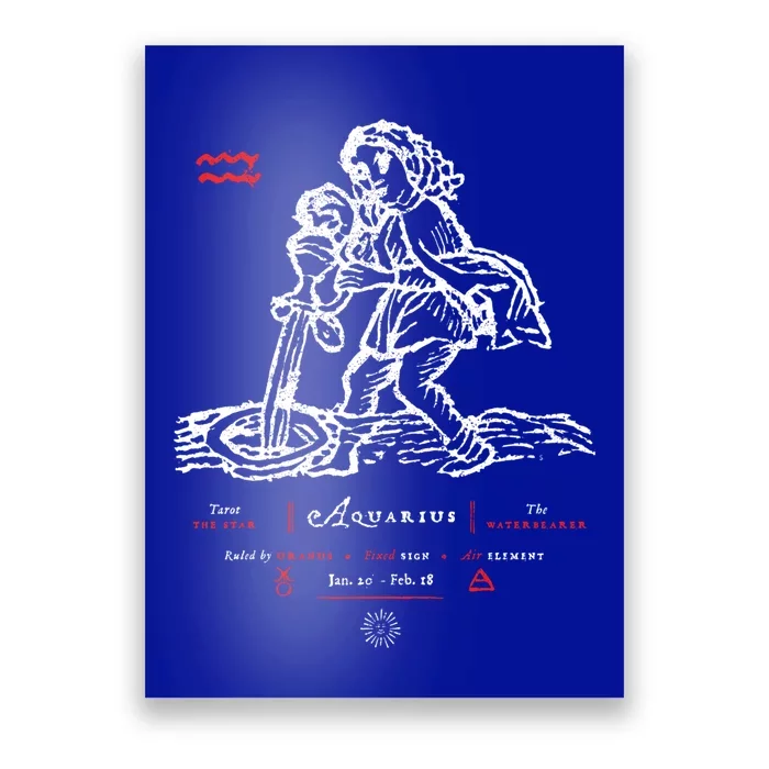 Aquarius Astrological Sign Retro Zodiac Gift Poster