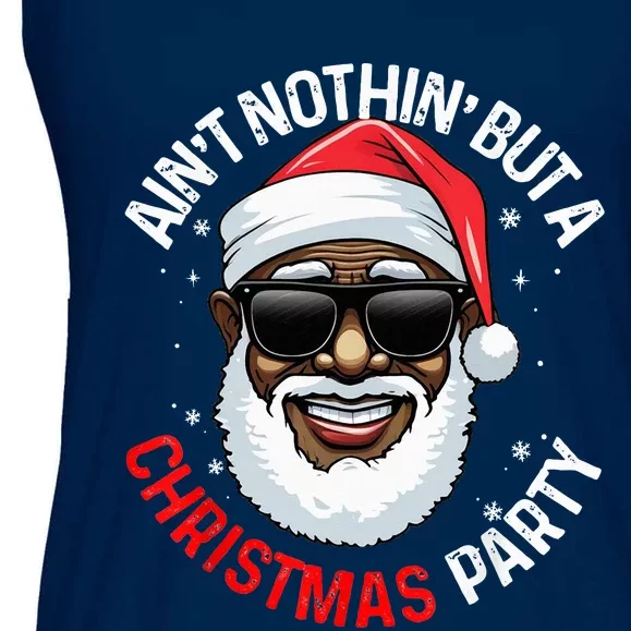 African American Santa Claus Christmas Pajama Ladies Essential Flowy Tank