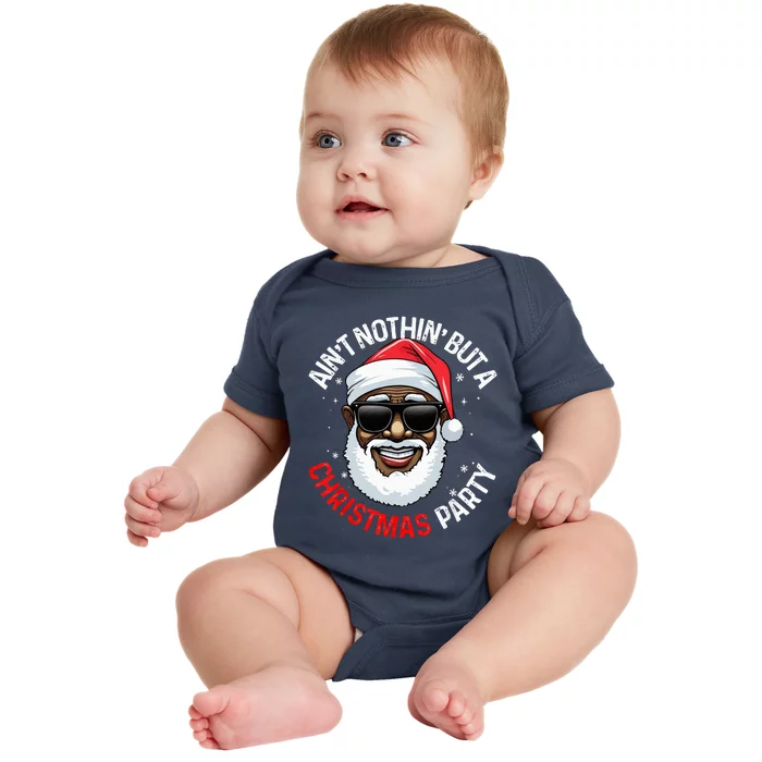 African American Santa Claus Christmas Pajama Baby Bodysuit