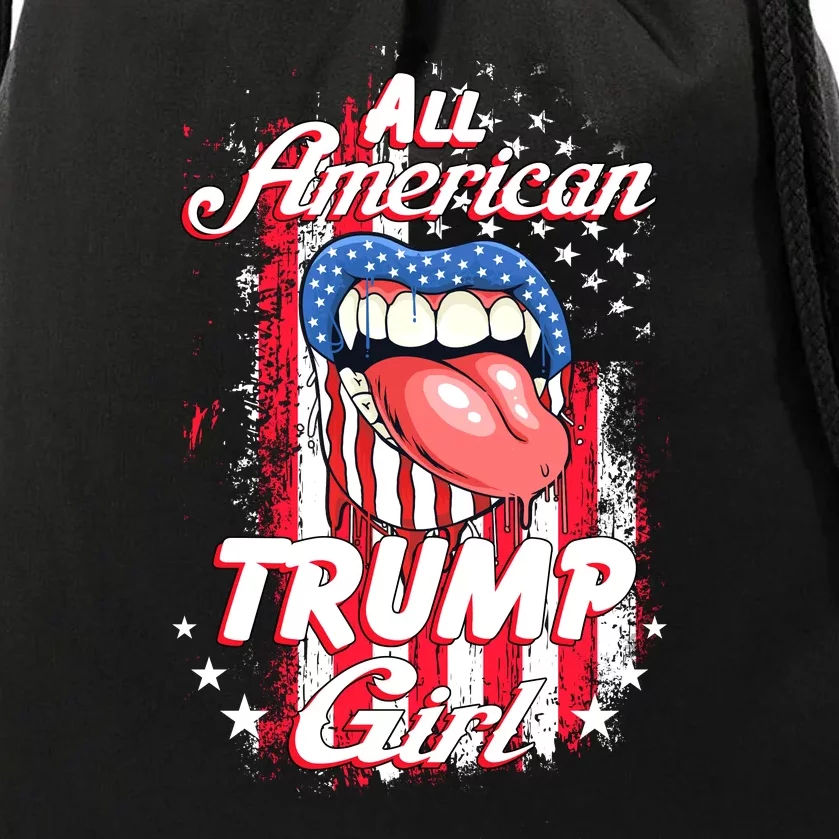 All American Trump Girl 2024 Shirts Trump Flag Women Girls Drawstring Bag