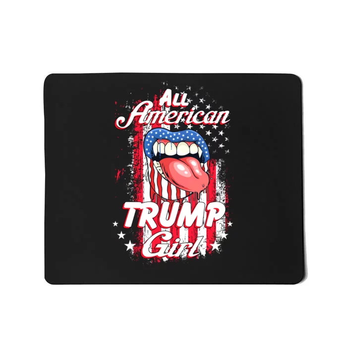 All American Trump Girl 2024 Shirts Trump Flag Women Girls Mousepad