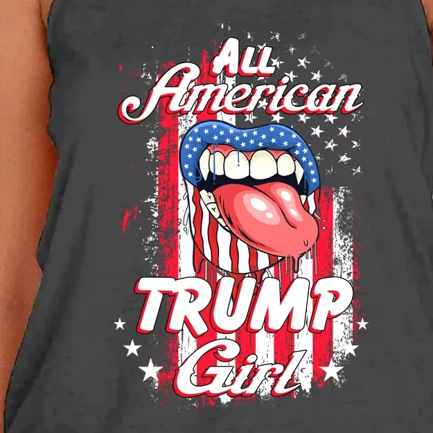 All American Trump Girl 2024 Shirts Trump Flag Women Girls Women's Knotted Racerback Tank