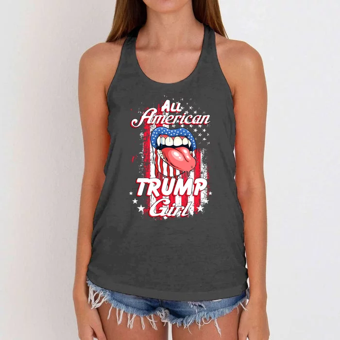 All American Trump Girl 2024 Shirts Trump Flag Women Girls Women's Knotted Racerback Tank