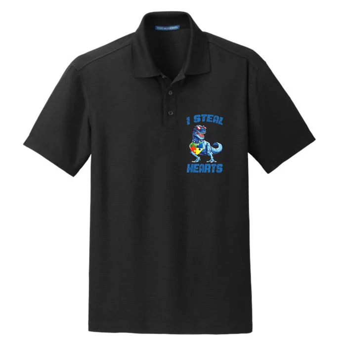 Autism Awareness Trex Shirt I Steal Hearts Autistic Boys Dry Zone Grid Performance Polo