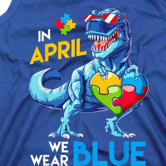 Autism Awareness Trex Dino Dinosaur Dinosaurus Wear Blue Boy Tank Top