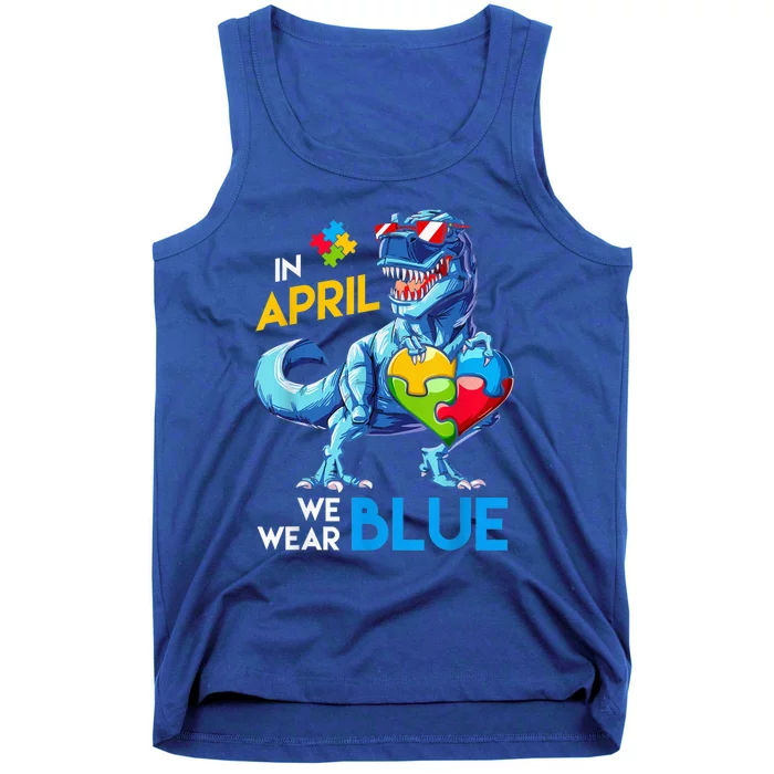 Autism Awareness Trex Dino Dinosaur Dinosaurus Wear Blue Boy Tank Top