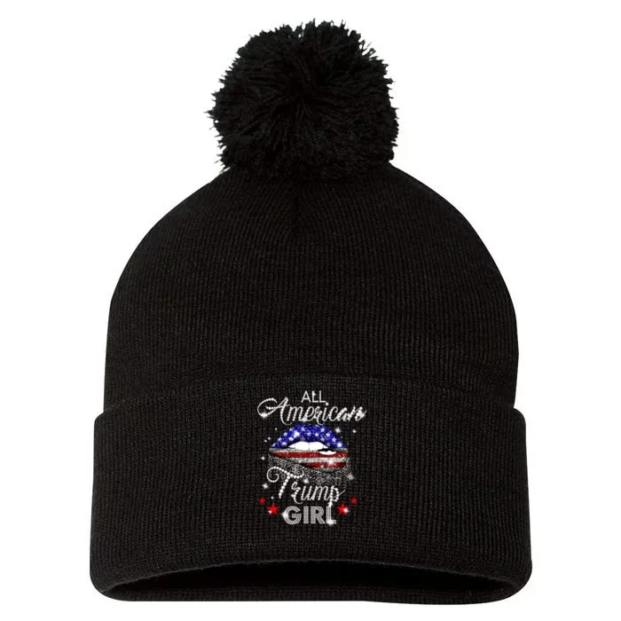 All American Trump Girl Pom Pom 12in Knit Beanie