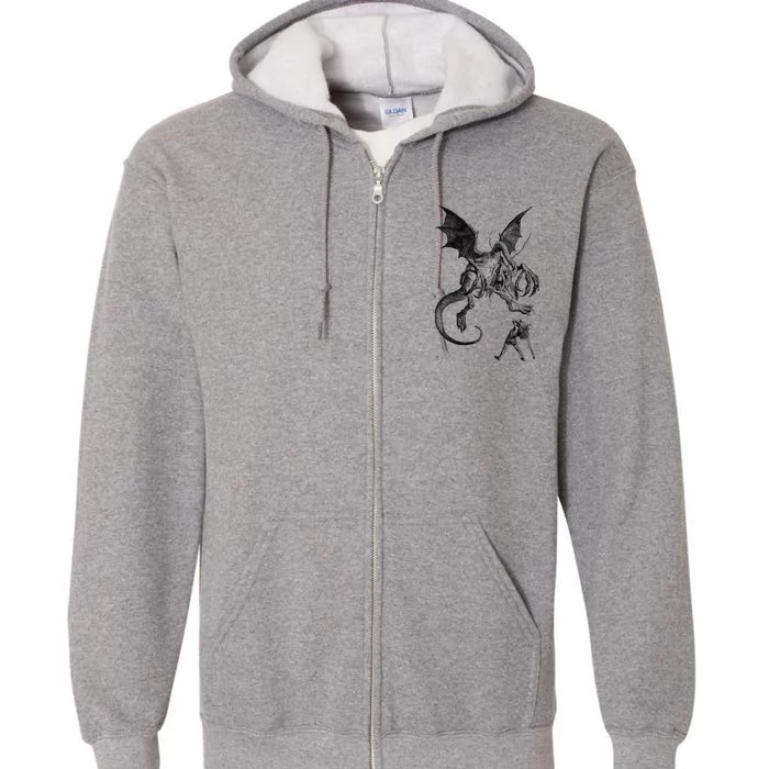 Alice And The Jabberwocky Alice In Wonderland Vintage Art Full Zip Hoodie