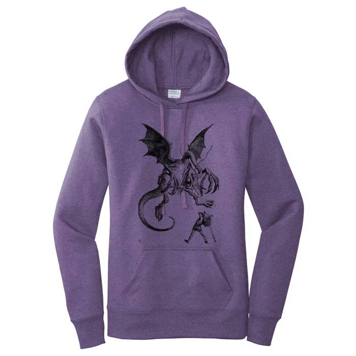 Alice And The Jabberwocky Alice In Wonderland Vintage Art Women's Pullover Hoodie