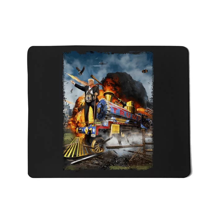 All Aboard The Trump Train Election Funny Donald Trump 2024 Gift Mousepad