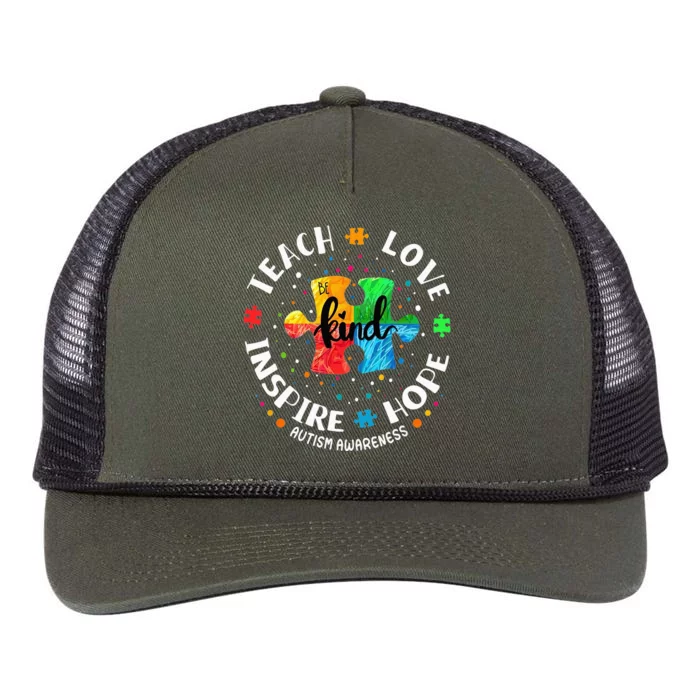 Autism Awareness Teacher Teach Hope Love Inspire Retro Rope Trucker Hat Cap